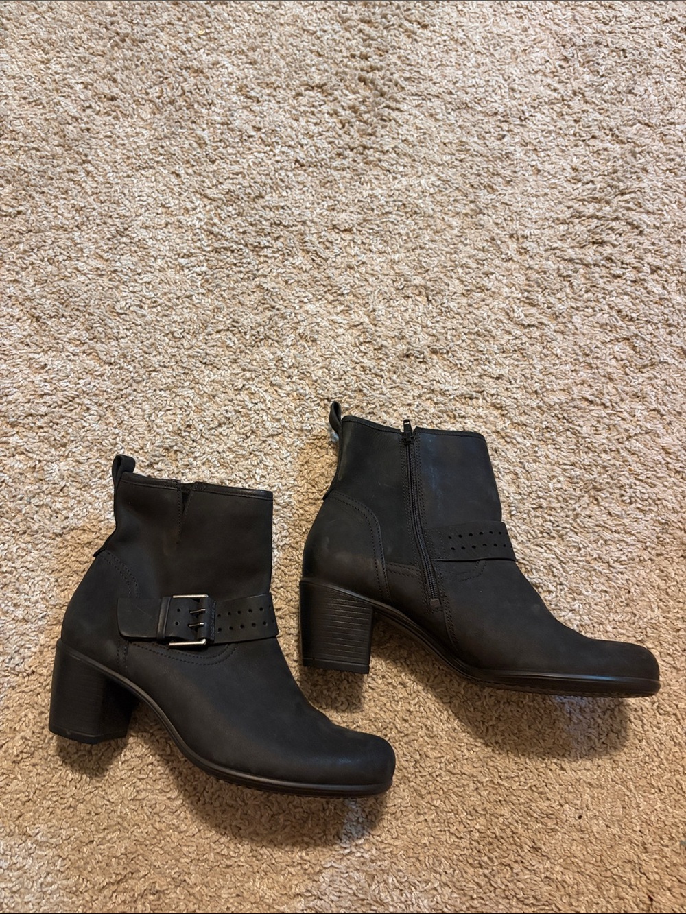 Women’s Black Ankle Boots with Buckle Detail